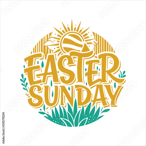 easter sunday silhouette vector art illustration