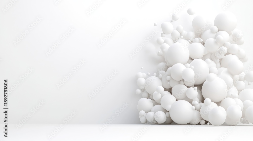 Abstract white sphere cluster on a white background Abstract white sphere cluster on a white background