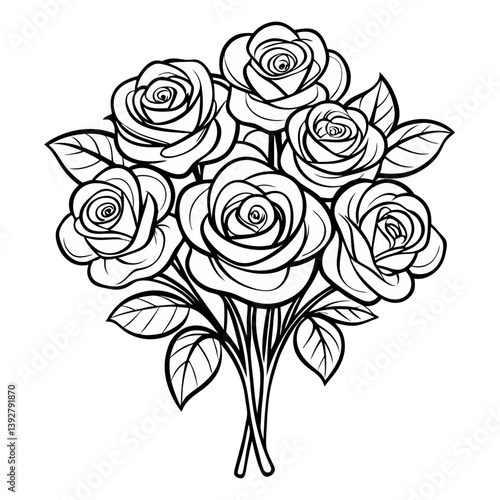 Wallpaper Mural Rose Bouquet Illustration Torontodigital.ca