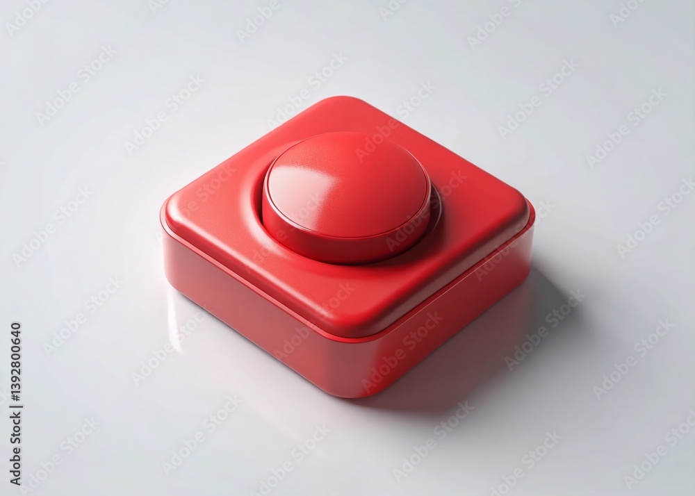 Minimalist Red Push Button - Abstract Geometric Background Minimalist Red Push Button - Abstract Geometric Background