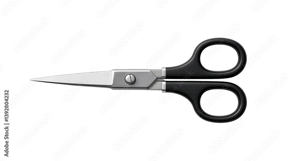 Sharp metallic scissors isolated on a black background, closeup studio shot closeup Sharp metallic scissors isolated on a black background, closeup studio shot closeup
