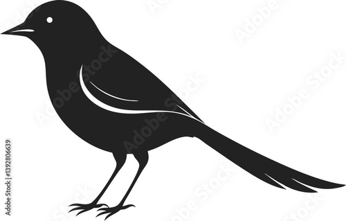 Beautiful bird opal flycatcher silhouette black color vector illustration 