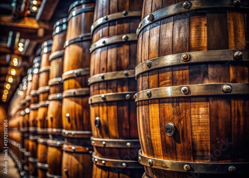 Obraz na płótnie Intriguing Texture of Dark Beer Barrels in a Dublin Brewery A CloseUp Macro Photography Study w salonie