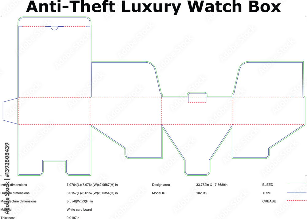 Antitheft Luxury Watch Box Packaging Design Template Diagram Antitheft Luxury Watch Box Packaging Design Template Diagram