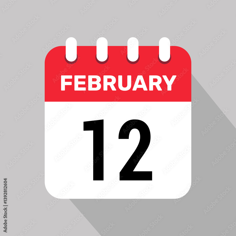 12 february calendar icon vector illustration background graphic design. 12 february calendar icon vector illustration background graphic design.