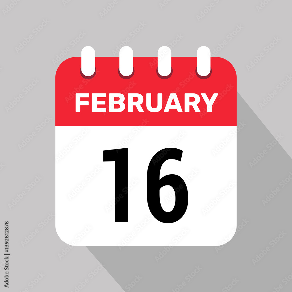 16 february calendar icon vector illustration background graphic design. 16 february calendar icon vector illustration background graphic design.