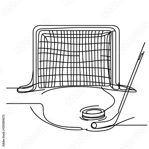 Ice hockey player shooting puck towards goal  