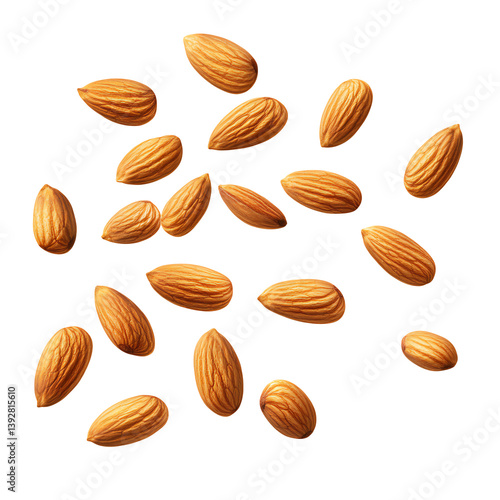 Wallpaper Mural Flying almonds in mid-air, showcasing natural texture and motion, Isolated Transparent Background Torontodigital.ca