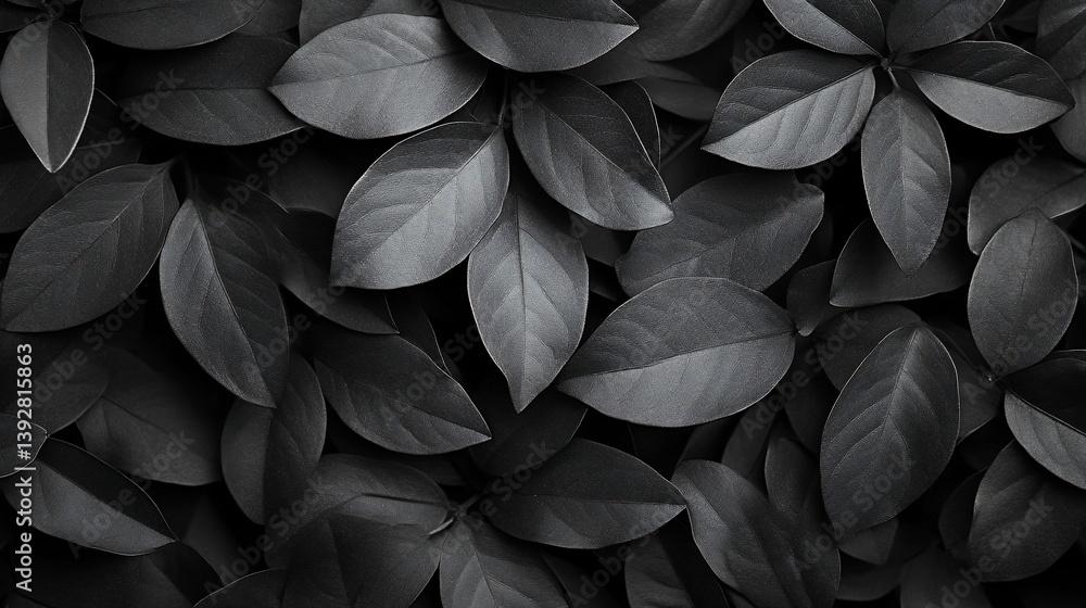 Elegant monochrome display of plant leaves, creating a natural dark background Elegant monochrome display of plant leaves, creating a natural dark background