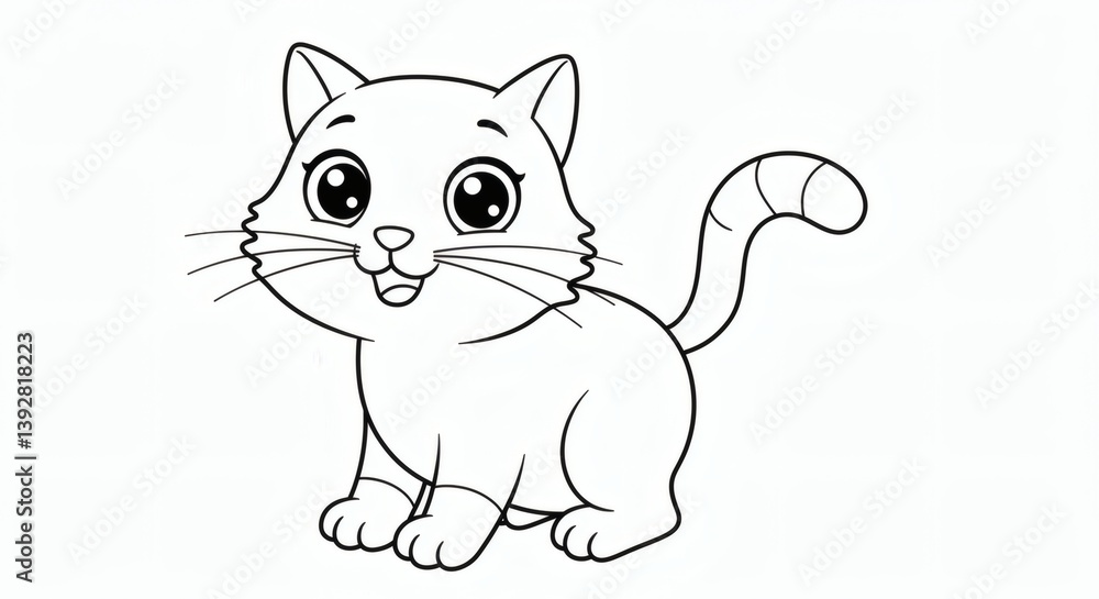 cat cartoon outline isolated on white background - for coloring page cat cartoon outline isolated on white background - for coloring page