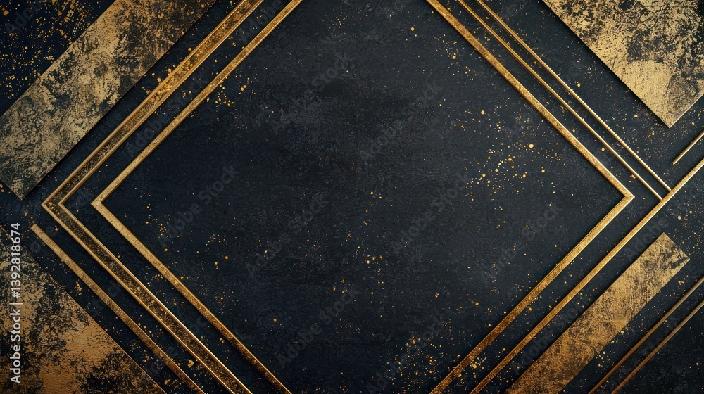 Fototapeta premium A black and gold luxury wedding background with Art Deco influences.