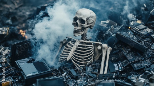 Obraz na płótnie Skeleton and Electronic waste . w salonie