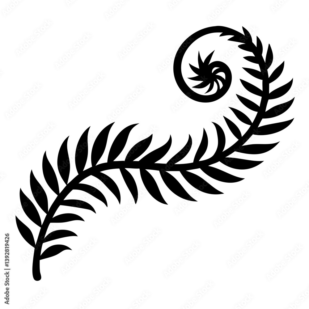 Obraz premium Fern leaf swirl silhouette