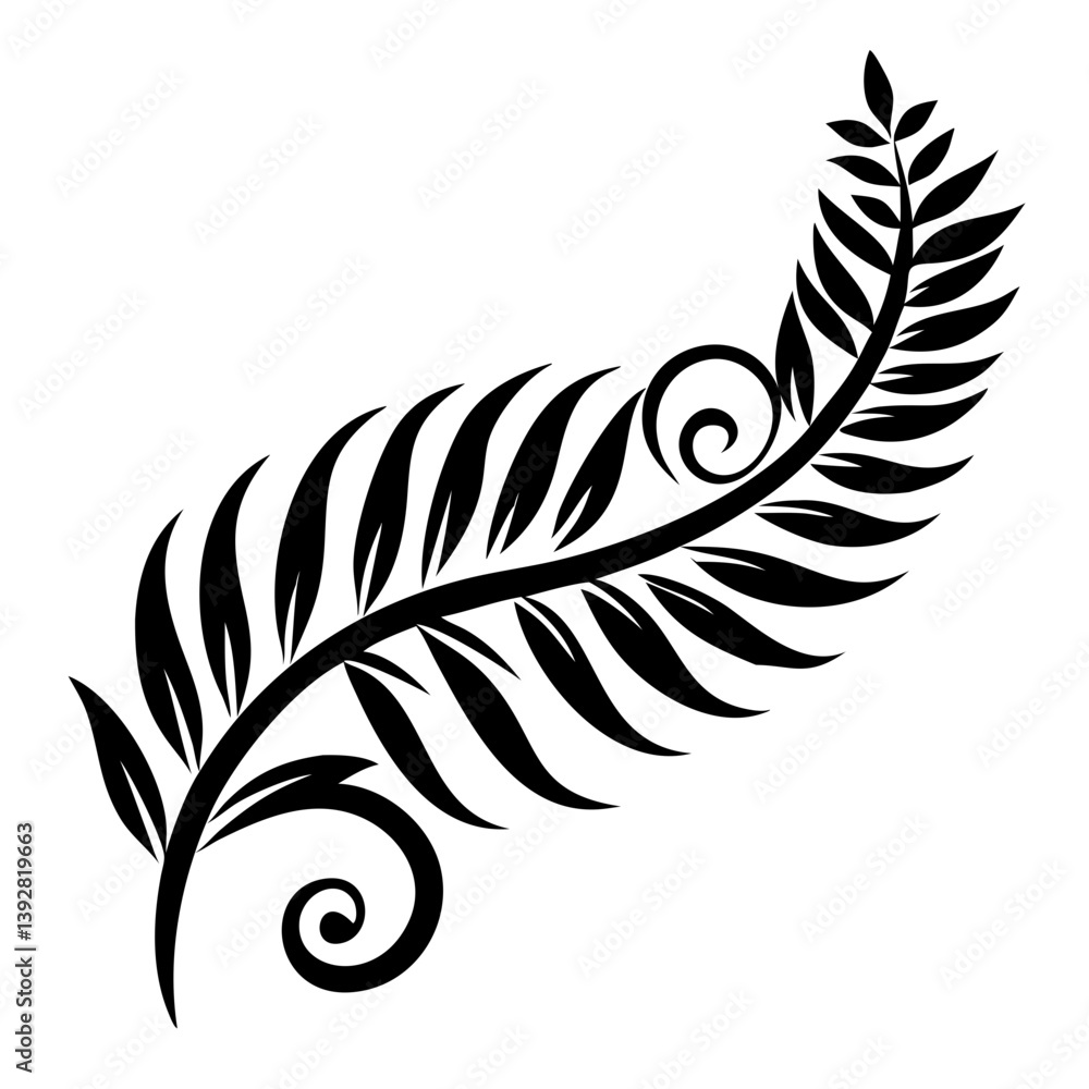 Obraz premium Fern leaf swirl silhouette