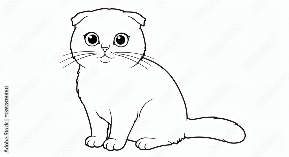 cat cartoon outline isolated on white background - for coloring page cat cartoon outline isolated on white background - for coloring page