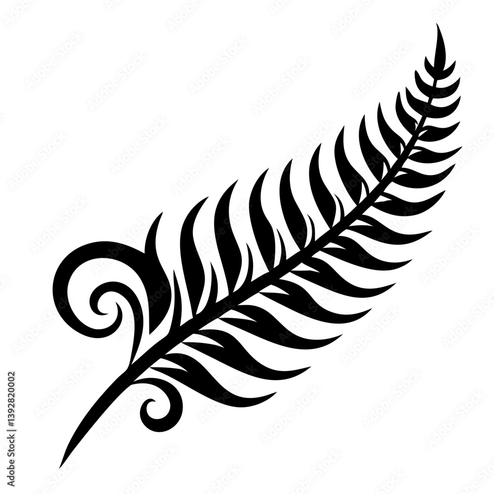 Obraz premium Fern leaf swirl silhouette