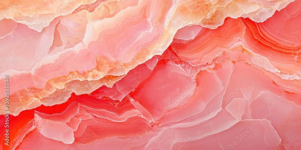 A captivating close-up reveals the intricate layers and vibrant hues of a polished pink onyx stone texture showing its natural beauty and detailed veining patterns. A captivating close-up reveals the intricate layers and vibrant hues of a polished pink onyx stone texture showing its natural beauty and detailed veining patterns.