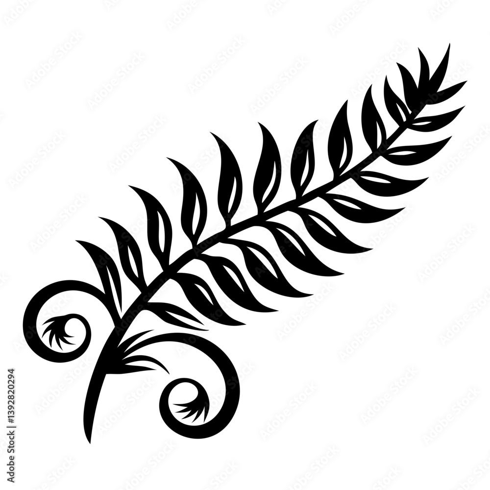 Obraz premium Fern leaf swirl silhouette