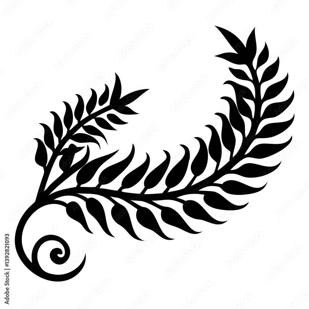 Obraz premium Fern leaf swirl silhouette