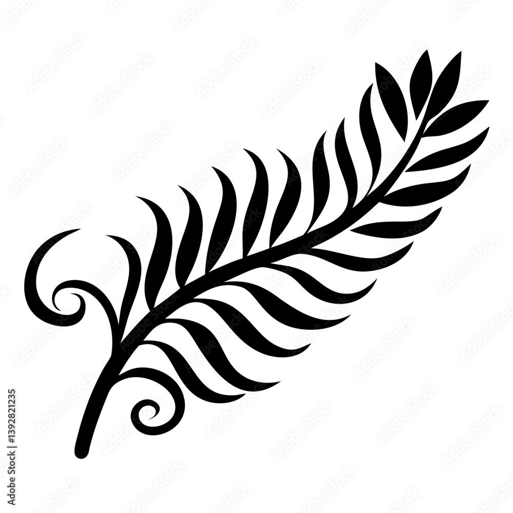 Fototapeta premium Fern leaf swirl silhouette