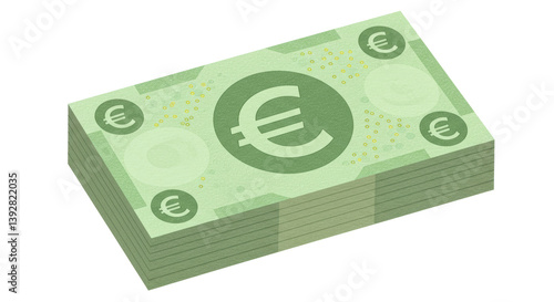 Isolated Stack of Euro Bills