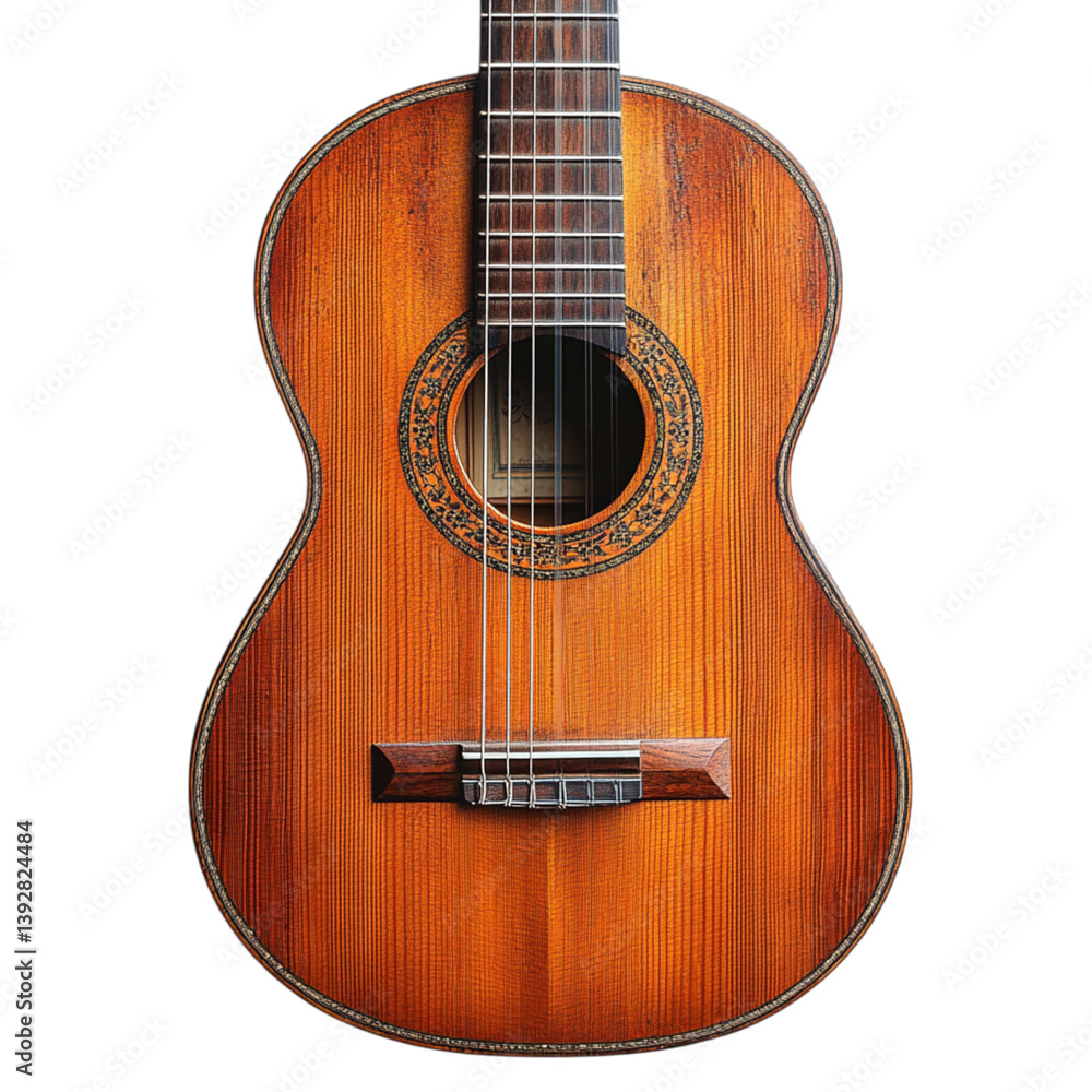 Fototapeta premium Acoustic Guitar Isolated on Transparent Background 