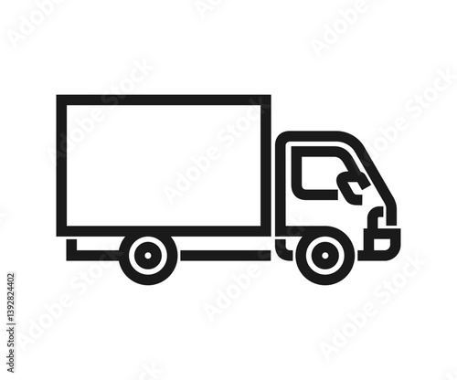 Truck icon in bold line. Emblem for delivery service