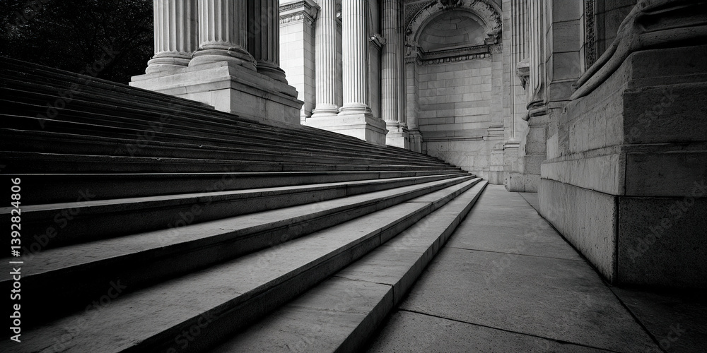 Fototapeta premium NYC Public Library: Grand Architecture, Iconic Landmark, Midtown Manhattan, Cultural Hub, Architectural Marvel, New York City Scene 
