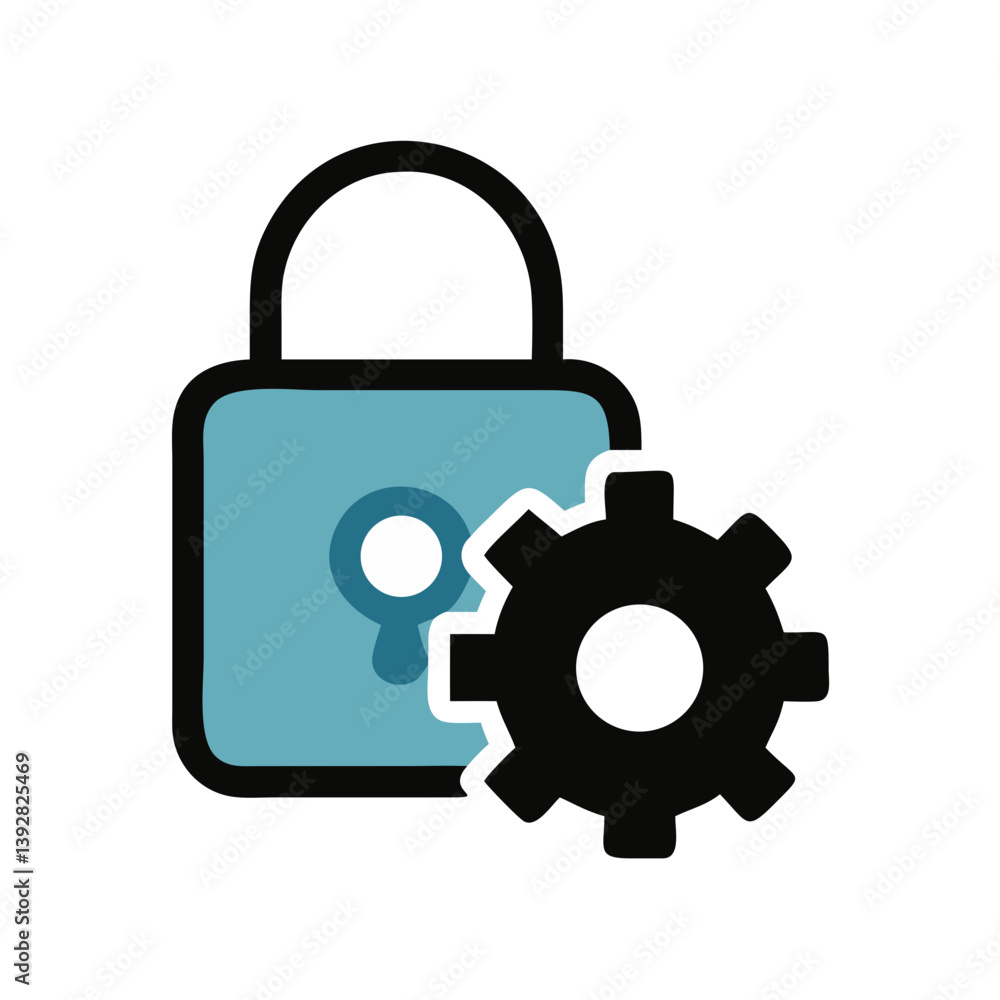 Padlock Gear Secure Settings Icon Design Padlock Gear Secure Settings Icon Design
