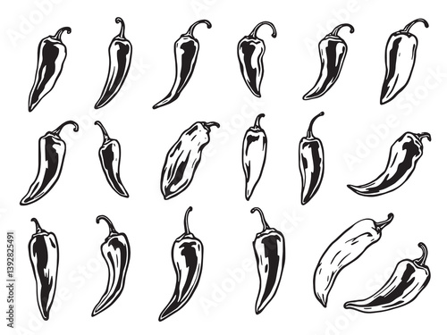 Chilli pepper line art 