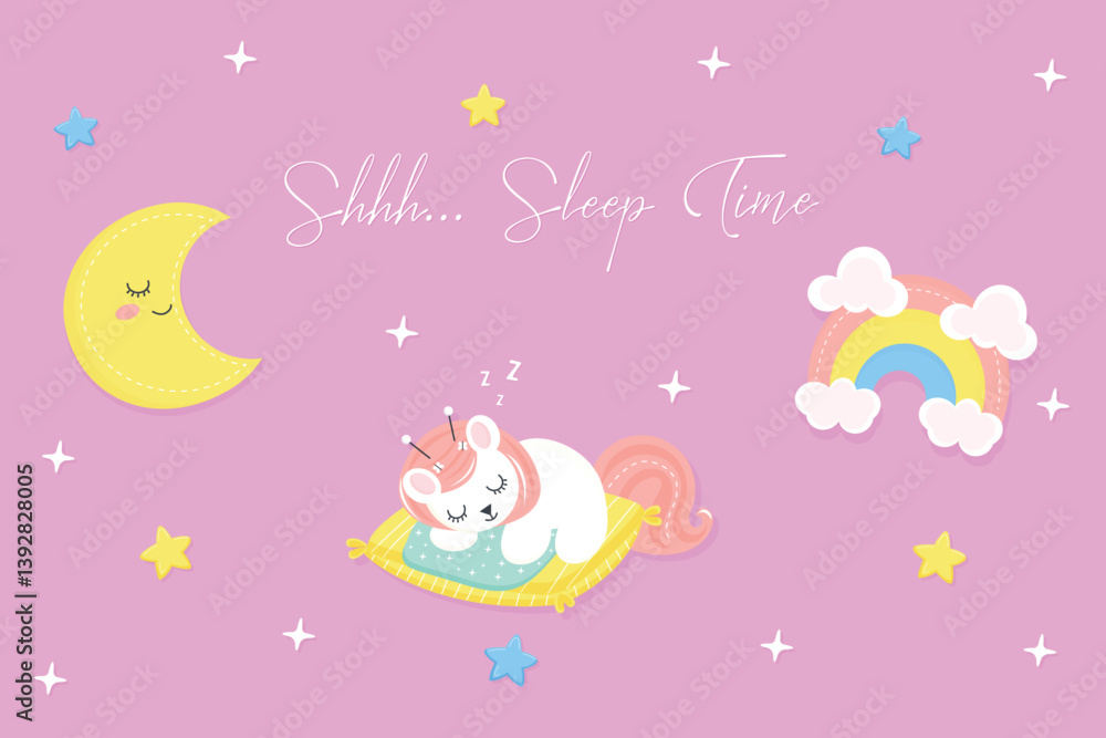 Fototapeta premium sleep time flat vector illustration in pastel colors.