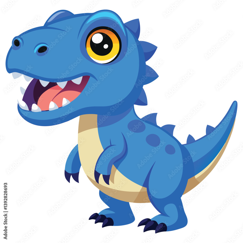 Naklejka premium Cute Dinosaur Kid Happy Cartoon Vector Icon