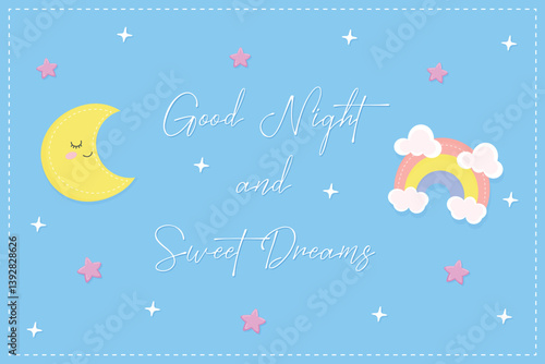 good night and sweet dreams flat vector illustration.