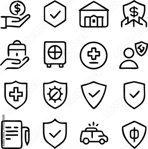 Insurance Icon Pack Vector | Protection, Policy & Coverage Line Icons