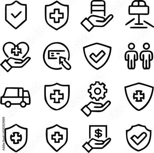 Insurance Icon Pack Vector | Protection, Policy & Coverage Line Icons
