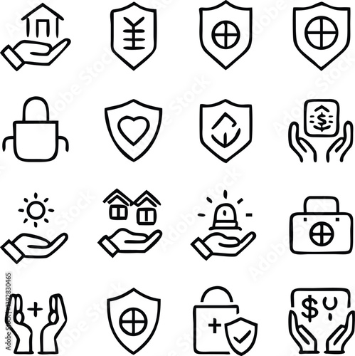 Insurance Icon Pack Vector | Protection, Policy & Coverage Line Icons