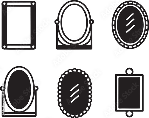mirror silhouette collection icon set on white background