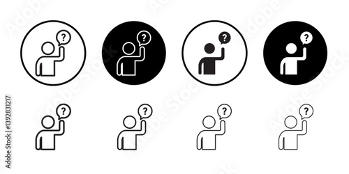 Person asking question icon vector logo set collection for web app ui