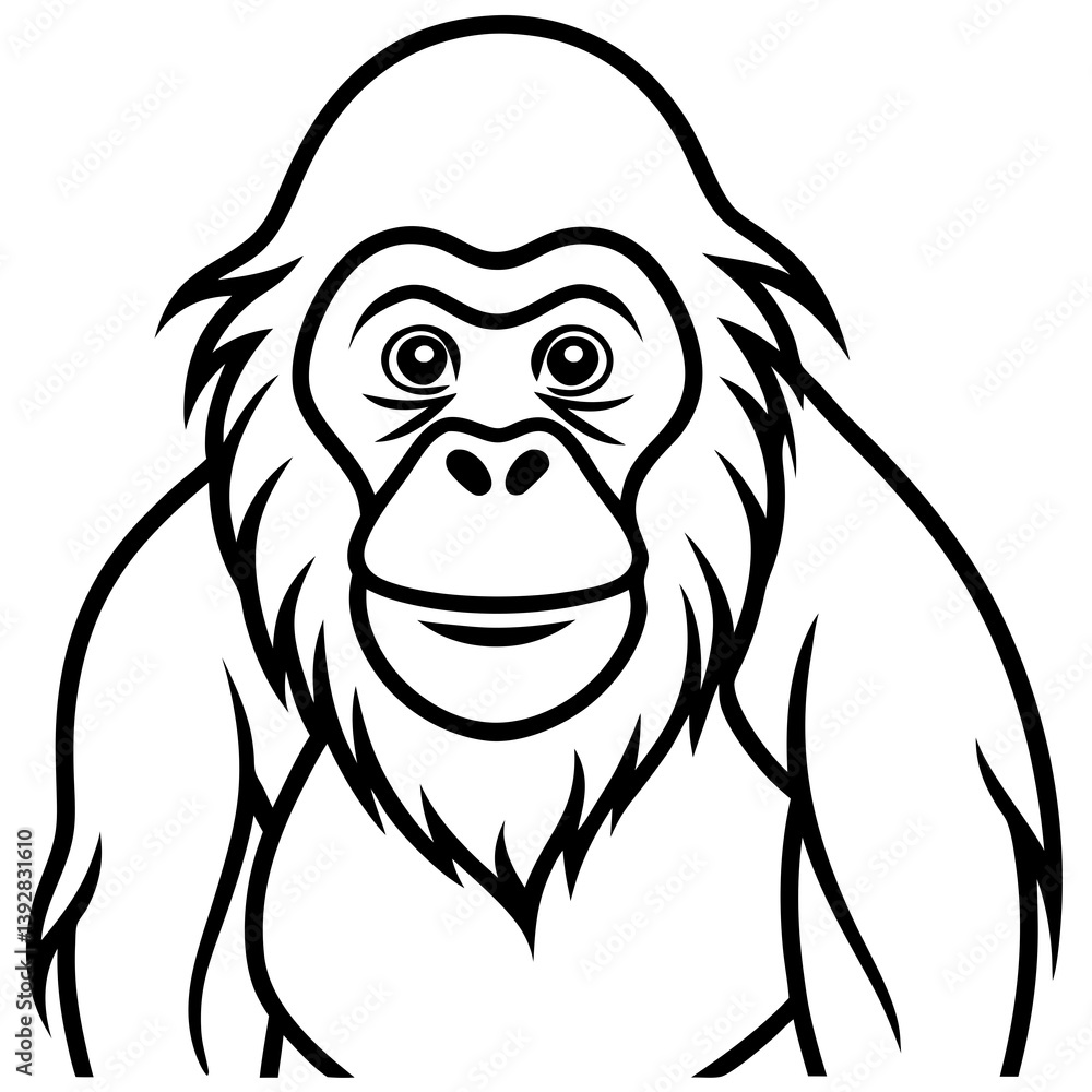Elegant One-Line Orangutan Vector Design Elegant One-Line Orangutan Vector Design