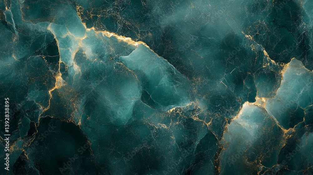 Abstract teal and gold marble texture background with intricate veining Abstract teal and gold marble texture background with intricate veining