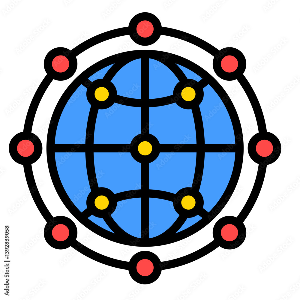 Worldwide Network  Icon Element For Design	