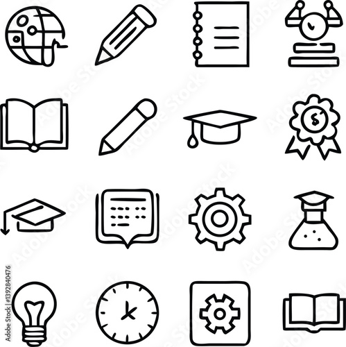 Knowledge Icons Vector Art | Education, Learning & Wisdom Line Icon Pack