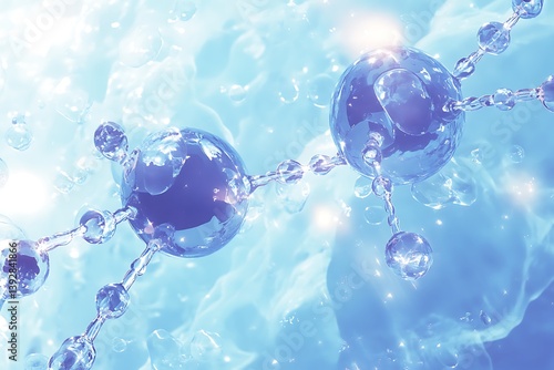 Water molecules, proline, and aspartic acid (Asp) recline on the water surface, creating an abstract background