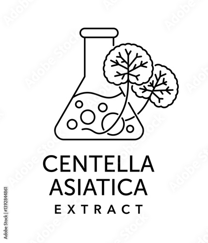 Centella asiatica extract emblem - plant used in cosmetology. In thin line