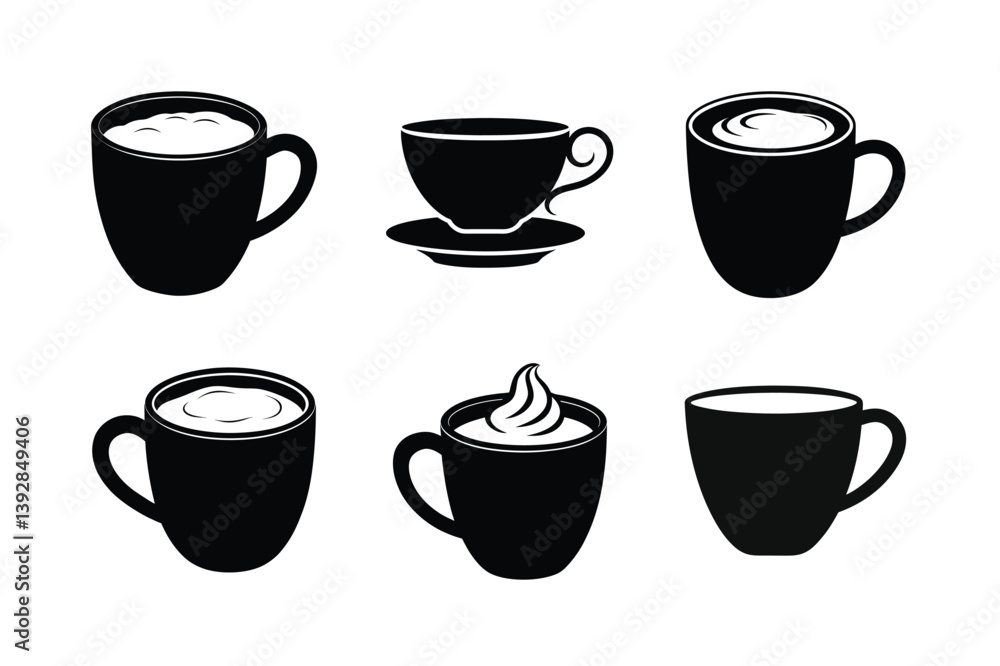 Coffee cup silhouette vector illustration bundle Coffee cup silhouette vector illustration bundle