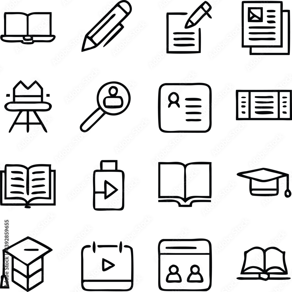 Learning Icon Pack Vector Art | Education, Study & Skill Development Line Icons Learning Icon Pack Vector Art | Education, Study & Skill Development Line Icons