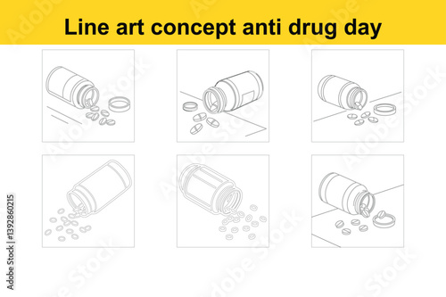 International Anti-Drug Day Awareness Line Art Concept