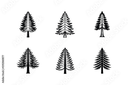 redwood tree icon line art vector illustration