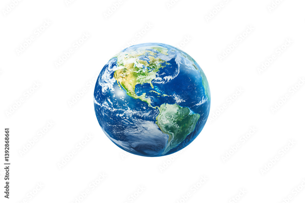 Fototapeta premium Realistic globe of Earth showing North and South America with clear ocean views