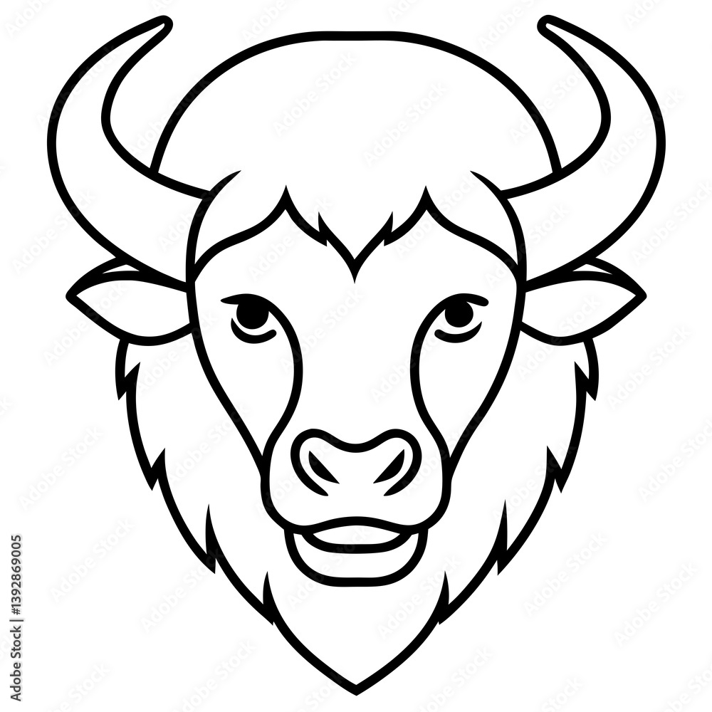 Minimalist Bison Head Line Art Minimalist Bison Head Line Art